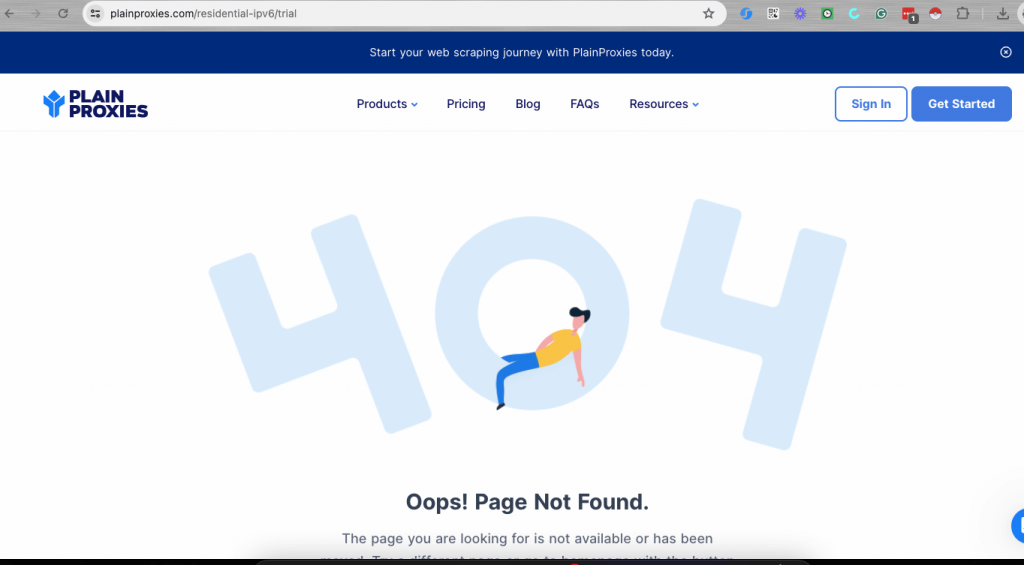 Plain proxies 404 free trial not working