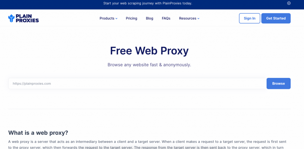 Plain proxies- Free Web Proxy