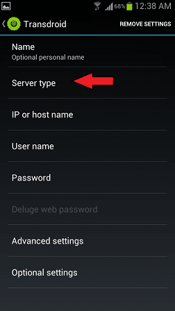transdroid server type
