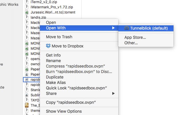 Open Tunnelblick configuration file